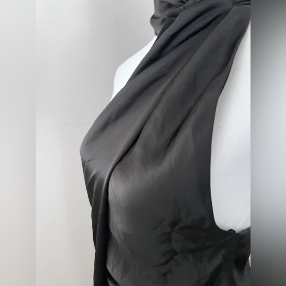 Arias Dress Women Black Crepe Asymmetrical Drapey Halter Formal Cocktail Sz 4 - Picture 7 of 13